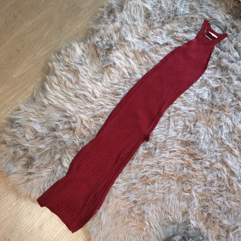 Elegant Maroon Red Maxi Slit Dress
